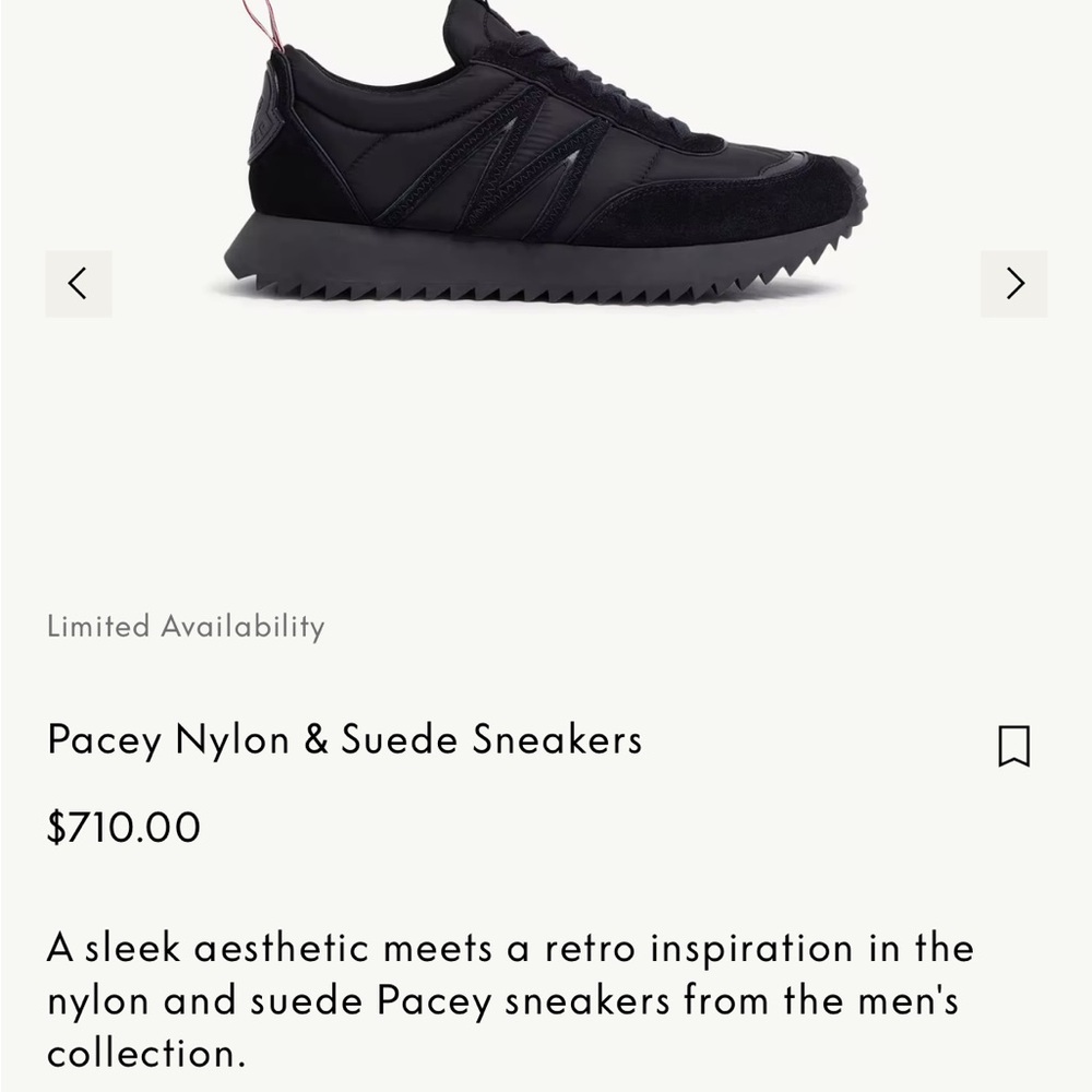Black Moncler suede and nylon Pacey sneakers size 46